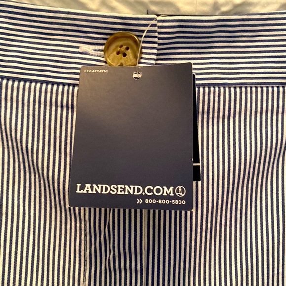 NWT Women’s Land’s End Cobalt Stripe Pincord Cropped Pants Size 12 - Picture 4 of 9